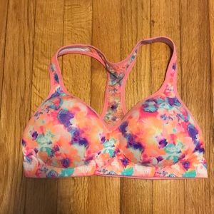 PINK floral padded sportbra size medium
